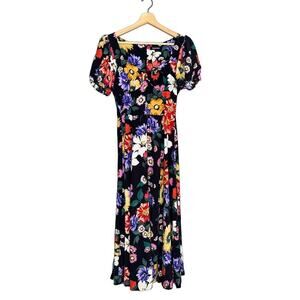 Yumi Kim Eternal Sunshine Tina Midi Dress Floral Print Puff Sleeves Size Small